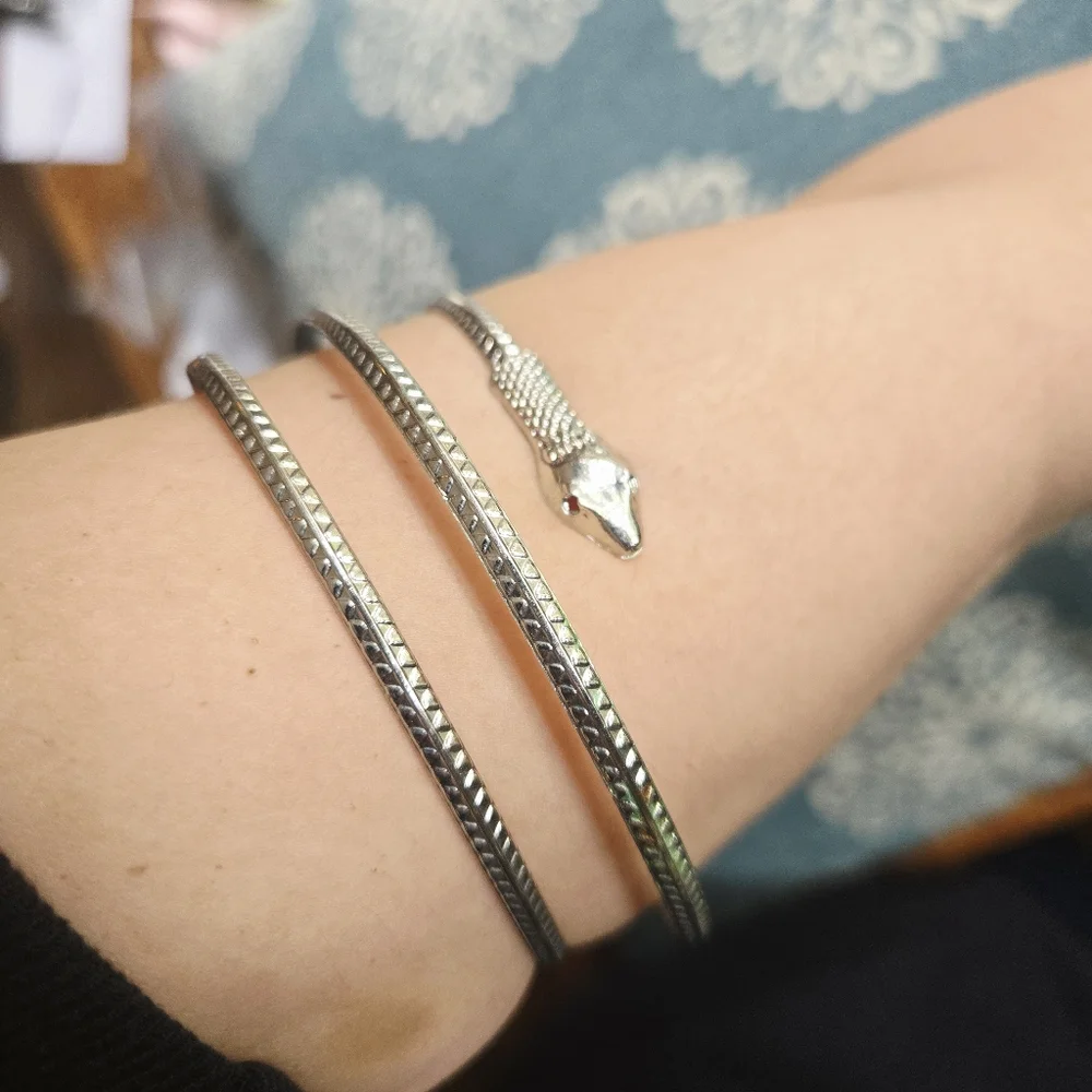 Silver Snake Cuff Bracelet